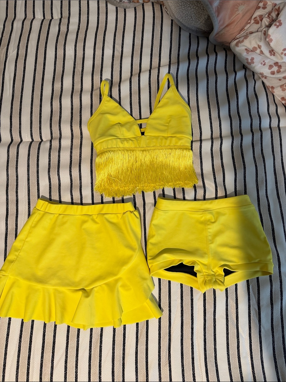Yellow Fringe Bralette & Skirt OH LALA DANCEWEAR